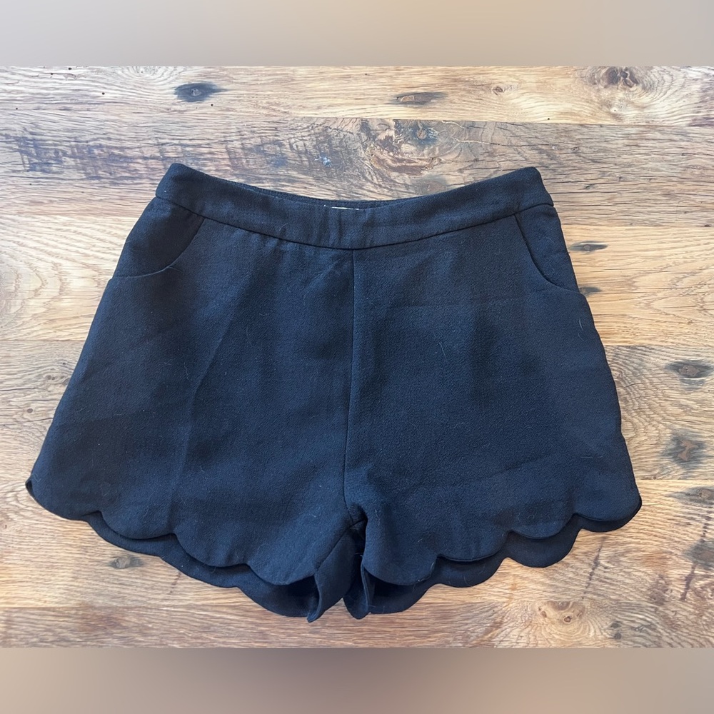 Alythea Black Scalloped High Waist Shorts